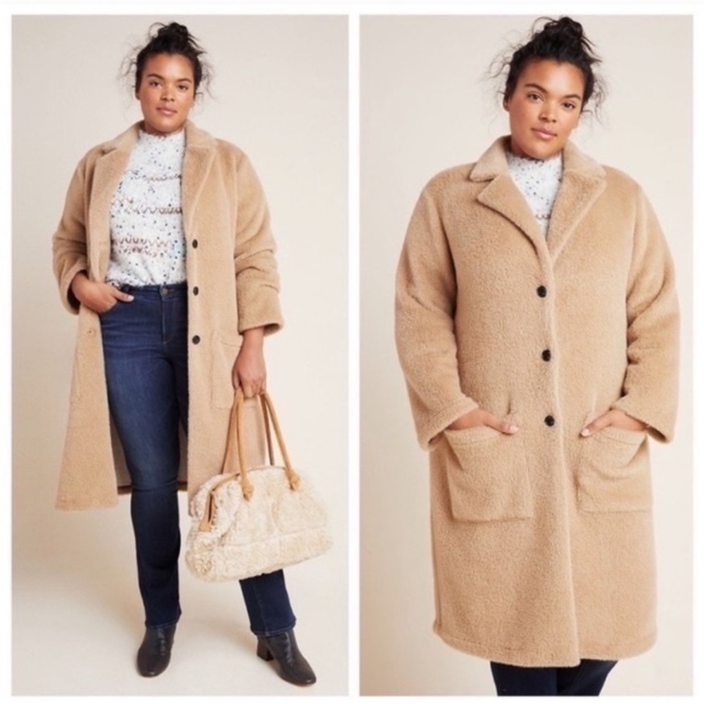 Anthropologie Sanctuary Colleen Tan Faux Fur Coat Women's Size Large